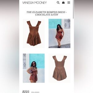 Vanessa Mooney Elisabeth Romper Dress- Chocolate Satin